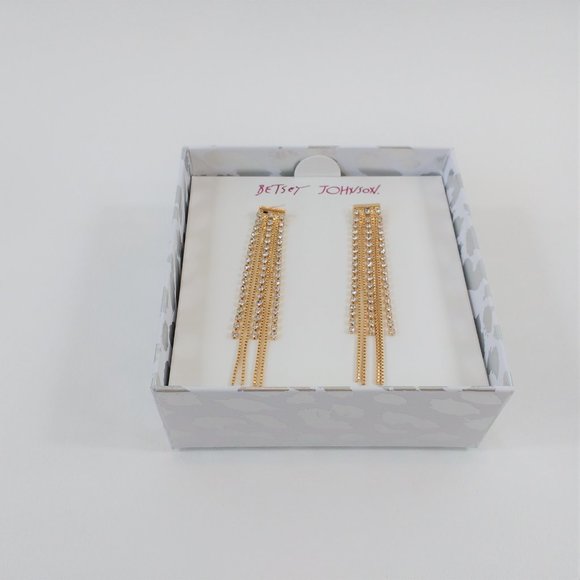 Betsey Johnson Waterfall Cascade Gold Tone Earrings - Picture 2 of 7